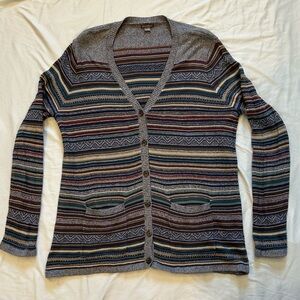 Women’s Eddie Bauer 100% Cotton horizontal striped oversized buttoned cardigan